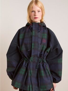 Damson Madder Liu Shower Proof Raincoat - Navy Check Size 8